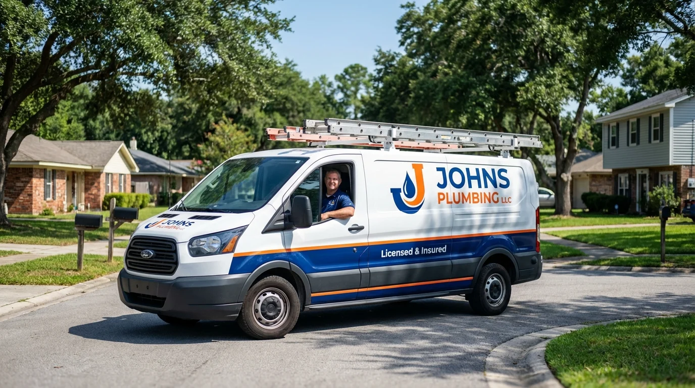 Johns Plumbing LLC service van in Winooski, VT