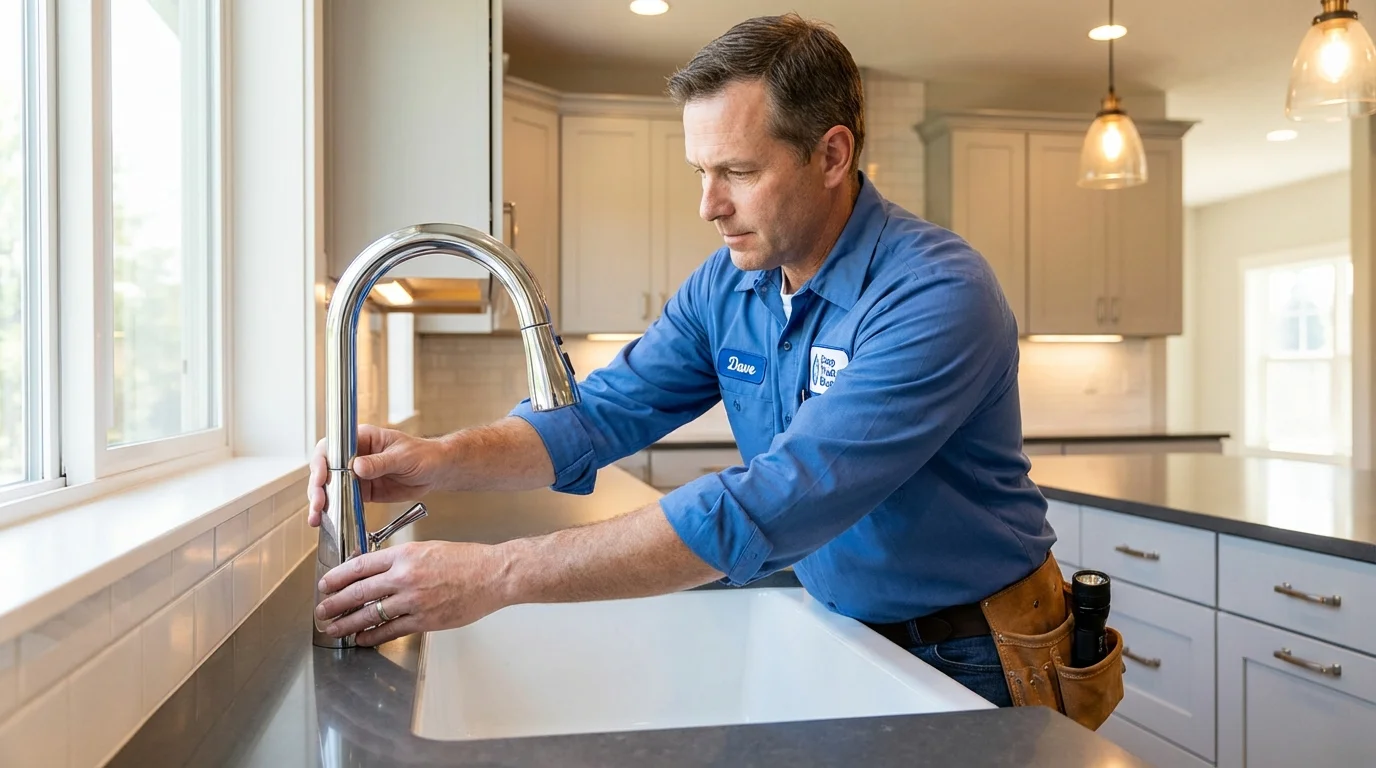 Kitchen faucet installation by Johns Plumbing LLC in Winooski
